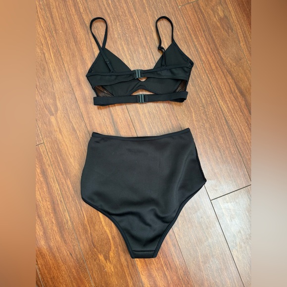 ASOS Swim High Waist Black Mesh 2 piece bikini - Picture 4 of 5